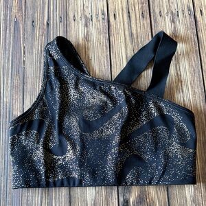 Nike Black One Shoulder Style Sports Bra with Hold Print M